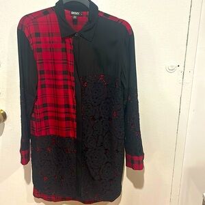 DKNY Plaid and Lace Dress size P